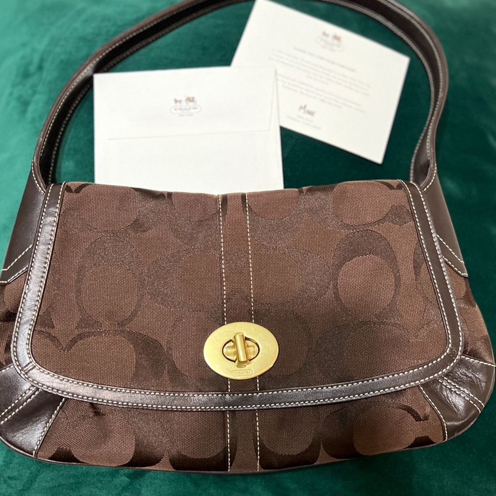 Coach Brown and Gold Shoulder Bag